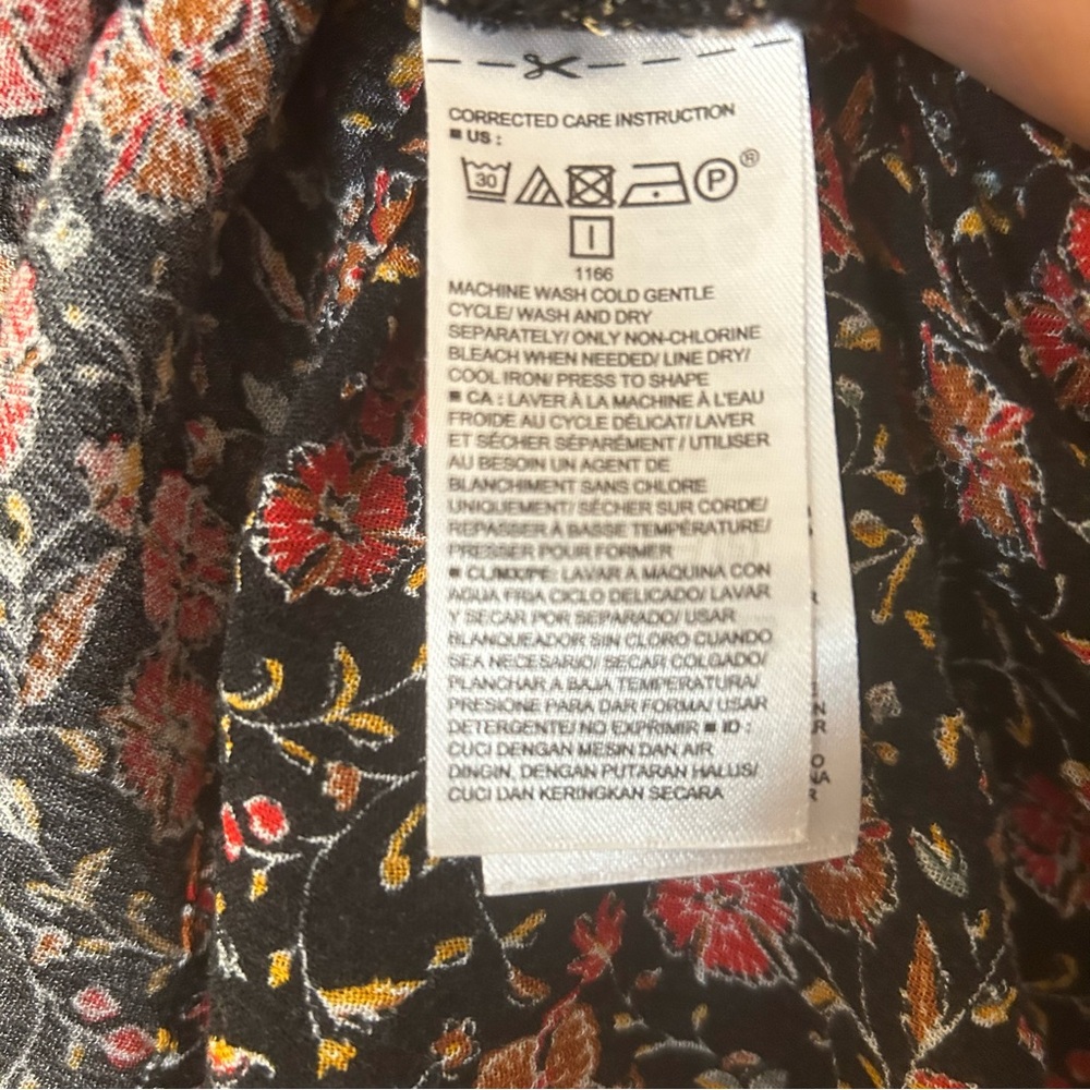 Old Navy-Black Floral‎ Blouse-Tassel Tie Neck-Sz XXL-Peasant-Boho-Cottagecore - Picture 5 of 11